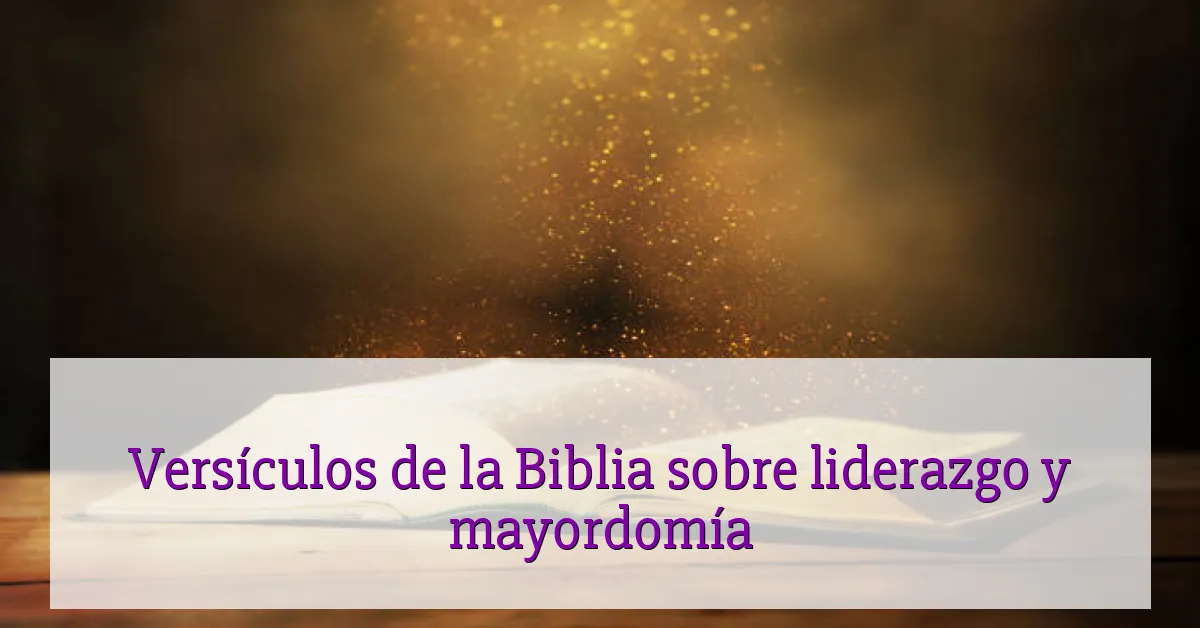 Versículos de la Biblia sobre liderazgo y mayordomía